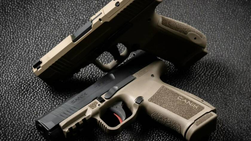 Canik MC9LS vs MC9L vs MC9 comparison of compact handguns featuring various barrel lengths and grip sizes.